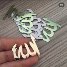 PremiumPort 50 Adet 3cm Altın Renk Allah Yazısı Pleksi Bantlı Süsler