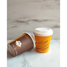 8 Oz Kapaklı Karton Bardak 100 Adet Bardak+ 100 Adet Kapak