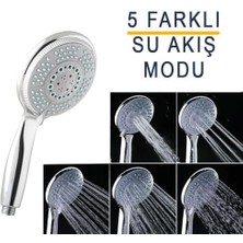 5 Fonksiyonlu Büyük Başlı El Duşu Duş Başlığı - Farklı Püskürtme Modları - Yüksek Kaliteli Abs Krom Kaplı G1/2 Uyumlu