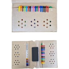 Keçe Kalemlik ve Tablet Organizer Çanta – 4 Bölmeli, A4 Boyut, Çok Amaçlı Defter Boya Düzenleyici Çanta (Açık Kahve)