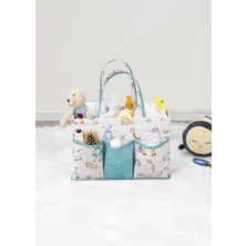 Başucu Düzenleyici Erkek Bebek Bakım Çantası Organizer – Yeşil | Çok Gözlü, Taşınabilir, 30X20X21 cm