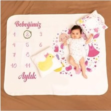 Yeni Doğan Kız Bebek Doğum Hediyesi Aylık Konsept Fotoğraf Battaniyesi