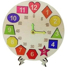 Ahşap Yap Boz Oyuncak Saat Puzzle Geometrik Şekilli