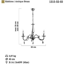 Castro 3'lü Eskitme E14 Avize