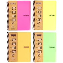Capricorn Neon Serisi, A4, 7 Konulu (5 Kareli, 2 Çizgili) 210 Yaprak Pp Kapaklı Spiralli Defter, Sarı