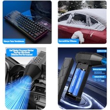 X3 Elektrikli Hava Üfleyici & Vakum – 130000 Rpm Süper Güçlü, 3 Kademeli Ayar, Kablosuz, Şarjlı Turbo Toz Üfleyici ve Toz Çekici, Bilgisayar, Klavye, Ev, Araç, Dış Mekan Kullanımı, Çantalı