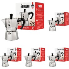 -: 2 Cups Ocak Üstü Espresso Pişirici - 90ML - Gümüş Renk - Alüminyum Gövde - Patentli Güvenlik Valfi - Tüm Ocak Türleri Için Uygundur (Indüksiyon Hariç) 5li Paket
