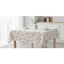 Loom & Laurel Baskılı Yıkanabilir Masa Örtüsü Mutfak Bahçe Piknik Masa Örtüsü Kırmızı Ağırlıklı Çiçek Desenli (140X200)