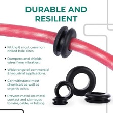 Kauçuk Grommet Çeşitleri Seti, 180 Parça 8 Farklı Boyutta Kauçuk Grommet Takımı, Araçlar ve Kablolar Için Koruma Sağlayan Kauçuk Grommetler, Kablo ve Tesisat Için Kauçuk Grommet Seti