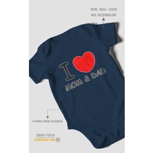 Morivo Kids I Love Mom And Dad Baskılı Bebek Zıbını – Çıtçıtlı Body | %100 Pamuk Kısa Kol