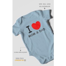 Morivo Kids I Love Mom And Dad Baskılı Bebek Zıbını – Çıtçıtlı Body | %100 Pamuk Kısa Kol