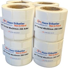 Pp Termal Etiket 40MM x 30MM Ruloda 200 Adet Toplam 8 Rulo 1600 Adet Phomemo Yazıcılar ile Uyumlu