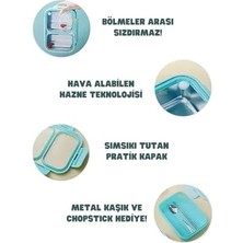 Bento 700ML Lunchbox Tek Katlı 2 Bölmeli Çelik Sefer Tası Yemek Kutusu (Pembe)