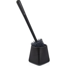 Silikon Banyo Aksesuarları Siyah Kare Tuvalet Fırçası Suya Dayanıklı Modern Tasarım