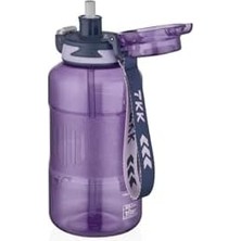 Tkk 1500ML Pipetli/pipetsiz Kullanıma Uygun Taşıma Askılı Sports Tritan Su Matarası (Mor)