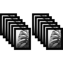 Americanflat 12 Parça 5x7 Galeri Duvar Resim Çerçevesi Seti Siyah - Cilalı Pleksiglas ile Kompozit Ahşap - Duvar ve Masa Üstü Için Yatay ve Dikey Biçimler