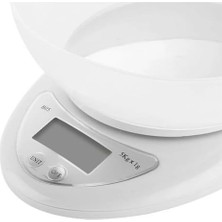 B-05 Dijital Mutfak Terazisi (5kg / 1gr) Hassas Tartı Kilo Ölçer Beyaz / 5 kg Kap Hediyeli