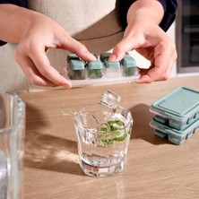 3lü Mini Kapaklı Silikon Buzluk - Kolay Çıkarım, Güvenli Istifleme, Kompakt Tasarım, Kırılmaz, Gıdayla Uyumlu, Üst Üste Dizilebilir Pratik Buz Haznesi (Krem)