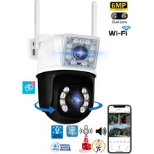Qromax QR-3012 Wi-Fi Ptz Iki Kameralı 360° Iç ve Dış Mekan Akıllı Kamera 5mp (Adaptör Dahildir.)
