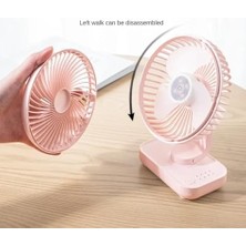 Masaüstü Mini Fan 4 Kademeli 4000MAH Şarjlı Ultra Güçlü Taşınabilir Vantilatör D606 Pembe