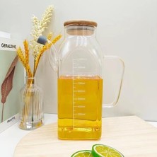 1000ML Bambu Kapaklı Cam Yağlık ve Sirkelik – Dayanıklı ve Şeffaf Sıvı & Mutfak Için Hassas Sıvı Ölçüm ve Saklama Çözümü 1000ML - Cam Sürahi Sıvı Ölçü Kabı
