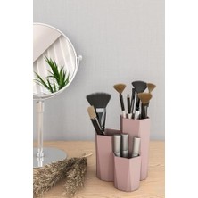 Petek Banyo Mutfak Masa Kozmetik Düzenleyici 3 Bölmeli Makyaj Organizeri (Rose)
