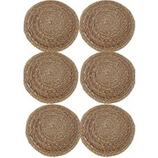 6 Adet Yuvarlak Hasır Bambu Amerikan Servis Hasır Örme Supla Bambu Altlık 36 cm