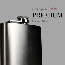 5 Oz 150 cc Cep Tipi Vidalı Kapak Çelik Konyak Viski Içki Matarası(Hunili)