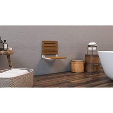 Duvara Monte Katlanır Ahşap Duş Oturağı 38X38 (Beyaz) Duş Sandalyesi