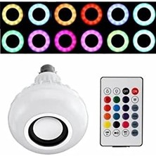 Gece Lambası Bluetooth Hoparlör Rgb Ledli Lamba Kumandalı Mp3 Çalar Ampul Renkli Ampul, , Tek Ebat
