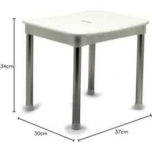 M-KV33-01 Okaliptus Tabure, Maks. 100 kg Kapasite, 37 x 34 x 30 Cm, Beyaz