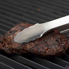 Barbekü Mangal Izgara Maşası, Paslanmaz Çelik, Silikon, 40 Cm, Siyah 2li Paket