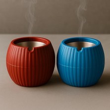 Store Dekoratif Içi Metal Hazneli Küllük, Rüzgar Geçirmez, Masa Üstü ve Bahçe Kullanımı, Şık Tasarım, Sigara Küllüğü (2 Adet)
