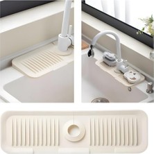 Mutfak Lavabosu Sıçrama Koruyucusu, Emici Mutfak Lavabo Koruyucu Mat, Eğimli Tasarım Silikon Sıçrama Önleyici, Musluk Tutamağı Damla Yakalama Tepsisi, Mutfak ve Banyo Lavaboları Için (Beyaz)