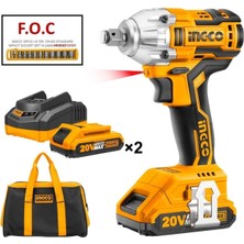 Ingco Li-Ion Akülü Somun Sıkma Tabancası 1/2"" 20V 2.0AH ING-CIWLI2001