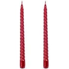 Kırmızı Spiral Dekoratif Mum 26 cm – Ikili Set, Şık Sofra ve Ev Dekoru Için Uzun Ömürlü, Kokusuz