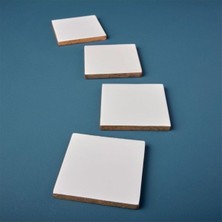 Be 4'lü Set Mango Ahşap & Beyaz Kare Bardak Altlığı 10 x 10 cm