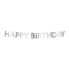 - Tırtıklı Gümüş Happy Birthday Asılan Süs