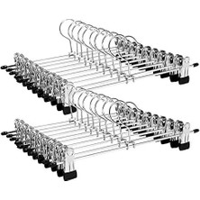 Metalden Yapılmış Pantolon Askısı, 31 cm Elbise Askısı, Kaymaz, Pantolon, Etek ve Çoraplar Için, Klipsli Etek Askıları, 20'li Set, Iyi Esneklik, Krom Kaplama, Siyah-Gümüş CRI003-20