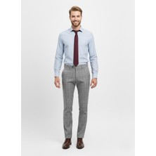 Presto Erkek Slimfit Likralı Kareli Desen Pantolon Gri 3184-120