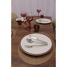 Kahverengi Oval Bambu Desen Lazer Kesim Amerikan Servis 2 Adet 35X45 cm