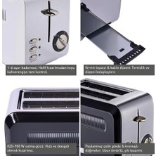 Gem Titan 2 Dilim Ekmek Kızartma Makinesi – 980 W, Paslanmaz Çelik Gövde | Siyah Gümüş