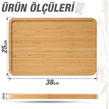 3'ü 1 Arada Bambu Kesme Tahtası: Doğrama Tahtası, Kesim Cetveli ve Tepsi Fonksiyonlarıyla Mutfakta Pratik Çözüm,su Oluklu, Bıçak Dostu, Neme Dayanıklı Yüzey, 38X25 cm