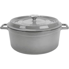 Metal Premium Serisi - Döküm Yuvarlak Tencere, 24 Cm, Majolik Gri