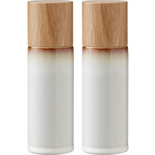 Tuz ve Karabiber Değirmeni, 2 Baharat Değirmeni Seramik (Tuz Değirmeni + Karabiber Değirmeni), 2'li Set, 16,7 cm Yüksekliğinde, Krem Rengi