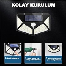 Geniş Açılı Solar 100 LED 3 Modlu Harekete Duyarlı Güneş Enerjili LED Suya Dayanıklı Solar Bahçe LED Aydınlatma Işık Hareket Sensörlü Işık Yüksek Işık Aydınlatma