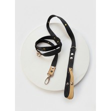 Balkonda Köpek Gezdirme Kayışı Tasması 2 cm Genişlik Kolon Kordon Siyah