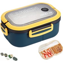 Lunch Box Tek Katlı 1200 ml 2x3 Bölmeli Sefer Tası – Çatal Kaşık Bıçak Dahil Bpa’sız Plastik Hava Kilitli Beslenme Kabı Kutusu – Renkli Bento Yemek Kabı Karışık Renk