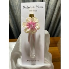 Kreax 50ADET Kartlı Pembe Krem Çiçek Pembe Kurdele Detaylı Gold Fısfıs şişe Düğün Nişan Söz Hediyeliği Kolonya