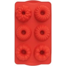 6 Hazneli 2 Adet Silikon Kek Kalıbı, Avrupa Sınıfı Yivli Mini Kek Tavası, Kırmızı, Gıda Sınıfı Yapışmaz Silikon, Fda Lfgb Onaylı, Jöle ve Kek Pişirme Için